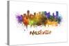 Nashville Skyline in Watercolor-paulrommer-Stretched Canvas