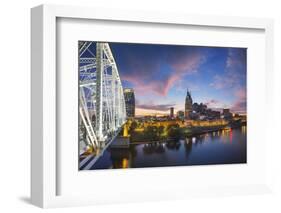 Nashville Skyline over the Cumberland River.-Jon Hicks-Framed Photographic Print