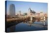 Nashville Skyline, Tennessee and the Cumberland River with River Reflection-Joseph Sohm-Stretched Canvas