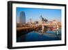 Nashville Skyline, Tennessee and the Cumberland River with river reflection-null-Framed Photographic Print