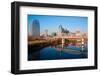 Nashville Skyline, Tennessee and the Cumberland River with river reflection-null-Framed Photographic Print