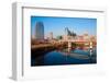 Nashville Skyline, Tennessee and the Cumberland River with river reflection-null-Framed Photographic Print