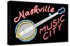 Nashville, Tennesse - Neon Banjo Sign-Lantern Press-Stretched Canvas