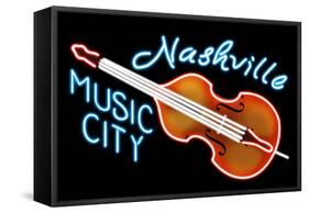 Nashville, Tennesse - Neon Cello Sign-Lantern Press-Framed Stretched Canvas