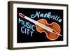 Nashville, Tennesse - Neon Cello Sign-Lantern Press-Framed Art Print