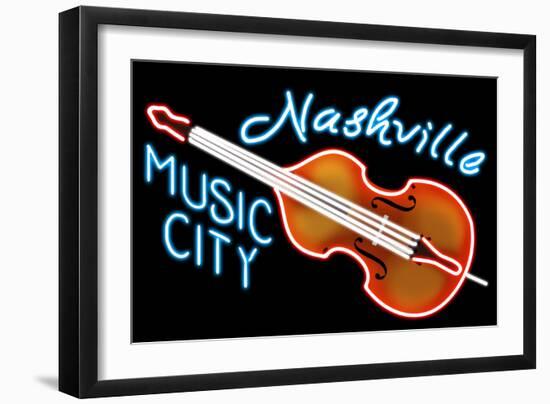 Nashville, Tennesse - Neon Cello Sign-Lantern Press-Framed Art Print