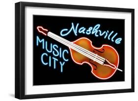 Nashville, Tennesse - Neon Cello Sign-Lantern Press-Framed Art Print