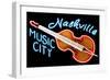 Nashville, Tennesse - Neon Cello Sign-Lantern Press-Framed Art Print