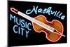 Nashville, Tennesse - Neon Cello Sign-Lantern Press-Mounted Art Print