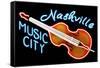 Nashville, Tennesse - Neon Cello Sign-Lantern Press-Framed Stretched Canvas