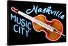 Nashville, Tennesse - Neon Cello Sign-Lantern Press-Stretched Canvas