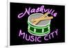 Nashville, Tennesse - Neon Drum Sign-Lantern Press-Framed Art Print