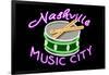 Nashville, Tennesse - Neon Drum Sign-Lantern Press-Framed Art Print