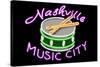 Nashville, Tennesse - Neon Drum Sign-Lantern Press-Stretched Canvas