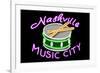 Nashville, Tennesse - Neon Drum Sign-Lantern Press-Framed Premium Giclee Print