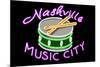 Nashville, Tennesse - Neon Drum Sign-Lantern Press-Mounted Premium Giclee Print