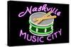 Nashville, Tennesse - Neon Drum Sign-Lantern Press-Stretched Canvas