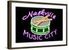 Nashville, Tennesse - Neon Drum Sign-Lantern Press-Framed Art Print