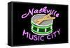 Nashville, Tennesse - Neon Drum Sign-Lantern Press-Framed Stretched Canvas