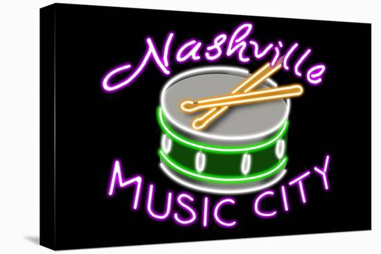Nashville, Tennesse - Neon Drum Sign-Lantern Press-Stretched Canvas
