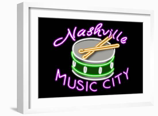 Nashville, Tennesse - Neon Drum Sign-Lantern Press-Framed Art Print