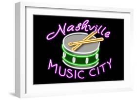 Nashville, Tennesse - Neon Drum Sign-Lantern Press-Framed Art Print