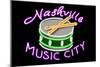 Nashville, Tennesse - Neon Drum Sign-Lantern Press-Mounted Art Print