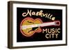 Nashville, Tennesse - Neon Guitar Sign-Lantern Press-Framed Art Print