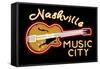 Nashville, Tennesse - Neon Guitar Sign-Lantern Press-Framed Stretched Canvas