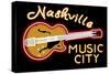 Nashville, Tennesse - Neon Guitar Sign-Lantern Press-Stretched Canvas