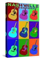 Nashville, Tennessee - Acoustic Guitar Pop Art-Lantern Press-Stretched Canvas