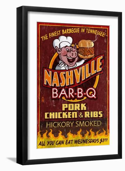 Nashville, Tennessee - Barbecue-Lantern Press-Framed Art Print
