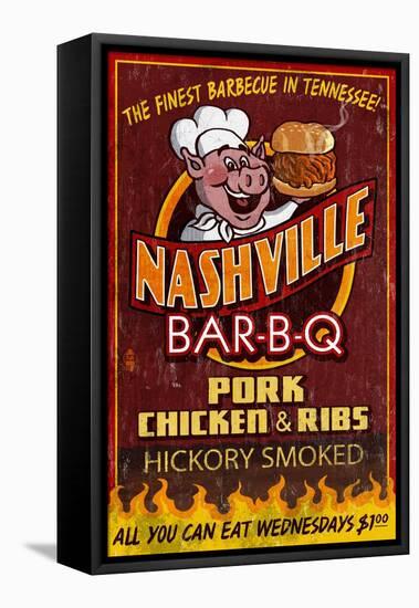 Nashville, Tennessee - Barbecue-Lantern Press-Framed Stretched Canvas
