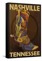 Nashville, Tennessee - Boot-Lantern Press-Framed Stretched Canvas