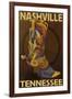 Nashville, Tennessee - Boot-Lantern Press-Framed Art Print