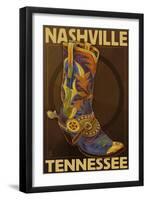 Nashville, Tennessee - Boot-Lantern Press-Framed Art Print