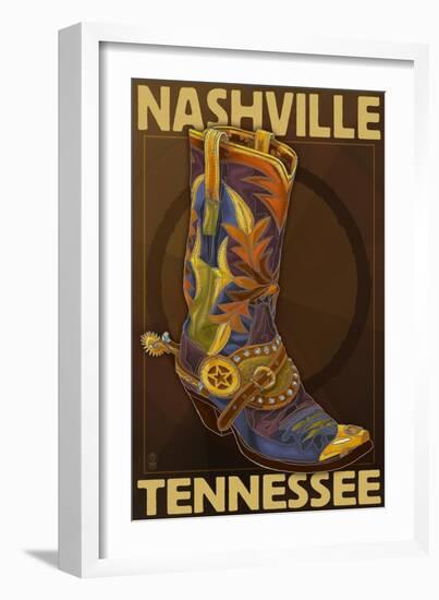 Nashville, Tennessee - Boot-Lantern Press-Framed Art Print