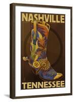 Nashville, Tennessee - Boot-Lantern Press-Framed Art Print