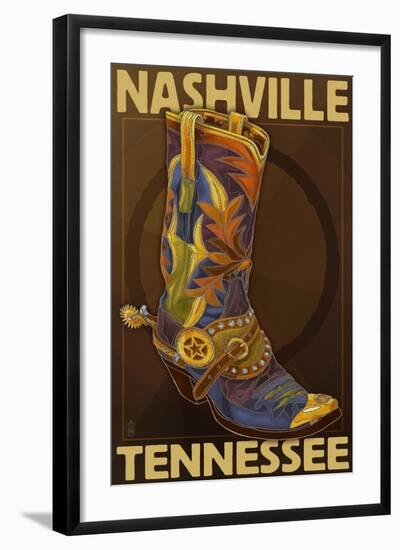 Nashville, Tennessee - Boot-Lantern Press-Framed Art Print