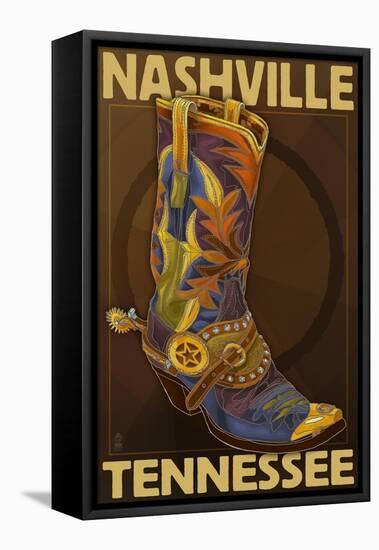 Nashville, Tennessee - Boot-Lantern Press-Framed Stretched Canvas