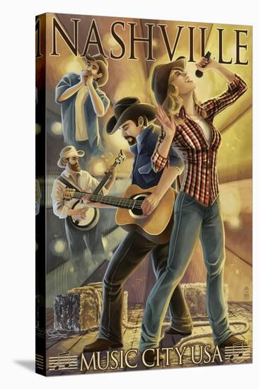 Nashville, Tennessee - Country Band Scene-Lantern Press-Stretched Canvas