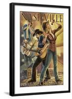 Nashville, Tennessee - Country Band Scene-Lantern Press-Framed Art Print