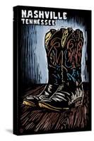 Nashville, Tennessee - Cowboy Boots - Scratchboard-Lantern Press-Stretched Canvas