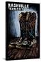 Nashville, Tennessee - Cowboy Boots - Scratchboard-Lantern Press-Stretched Canvas