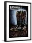 Nashville, Tennessee - Cowboy Boots - Scratchboard-Lantern Press-Framed Art Print