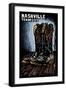 Nashville, Tennessee - Cowboy Boots - Scratchboard-Lantern Press-Framed Art Print