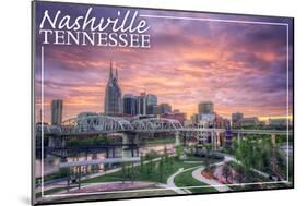 Nashville, Tennessee - Dawn-Lantern Press-Mounted Art Print