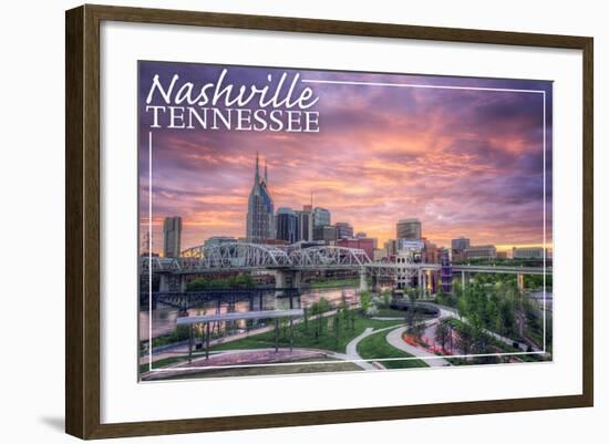 Nashville, Tennessee - Dawn-Lantern Press-Framed Art Print