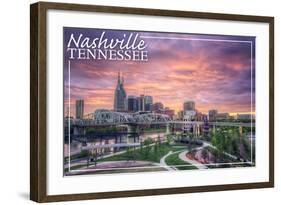 Nashville, Tennessee - Dawn-Lantern Press-Framed Art Print