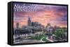 Nashville, Tennessee - Dawn-Lantern Press-Framed Stretched Canvas